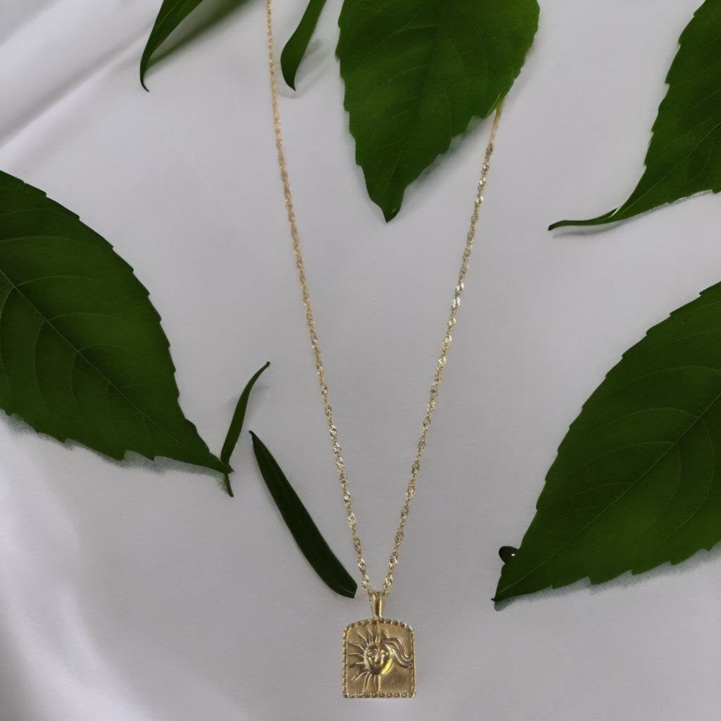 Sun Pendant Necklace-18k Gold Plated