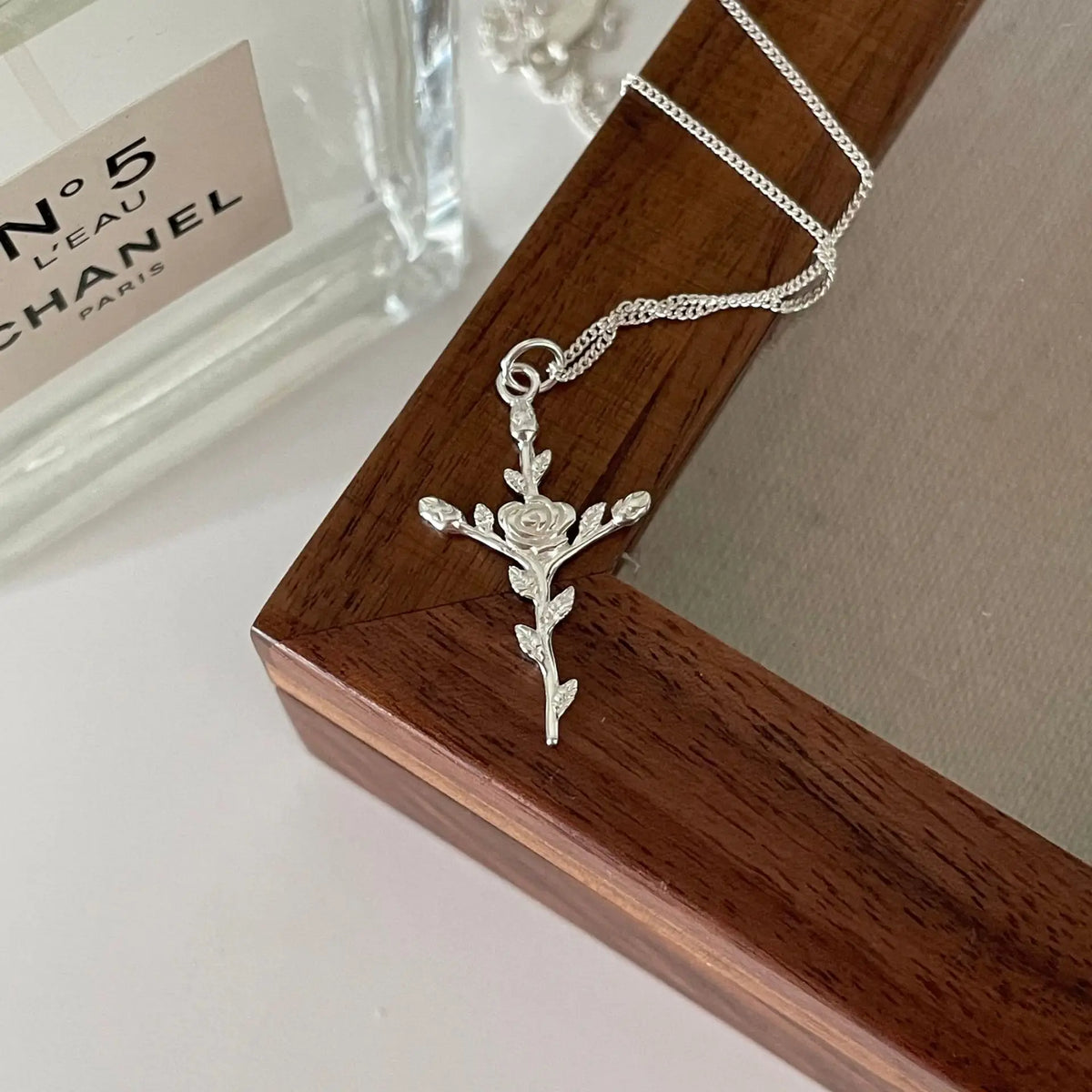 Rose Flower Cross Necklace